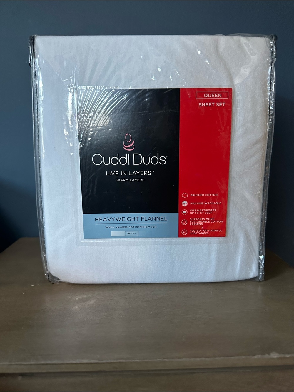 NIP Cuddl Duds Queen Heavyweight Flannel Sheet Set - White